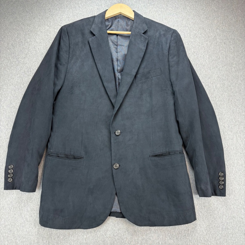 Chaps Blazer Mens 44L Blue Two Button Jacket Sport Coat Paisley Business Party